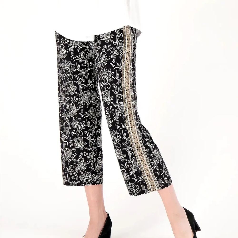 Susan Graver Regular Printed Liquid Knit Wide Leg Crop Pants XL